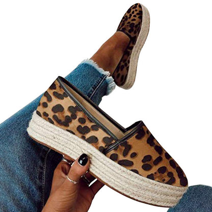 Zapatos de plataforma de cáñamo para mujer, mocasines sin cordones para niña
