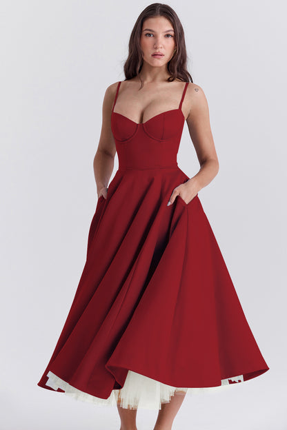 Vestido lencero doble capa de malla para mujer