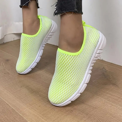 Zapatillas deportivas de color caramelo para mujer, calzado plano para caminar y correr en verano