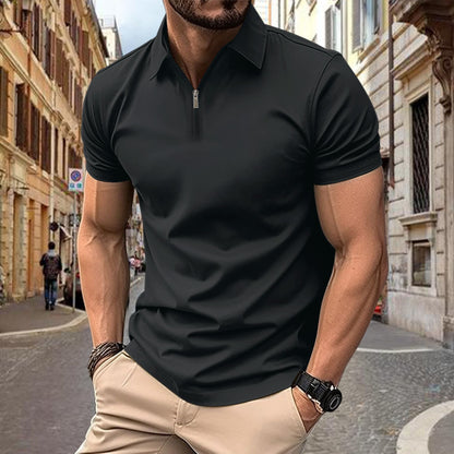 Polo para hombre con cremallera y solapa
