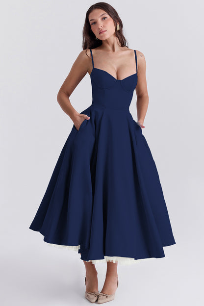 Vestido lencero doble capa de malla para mujer