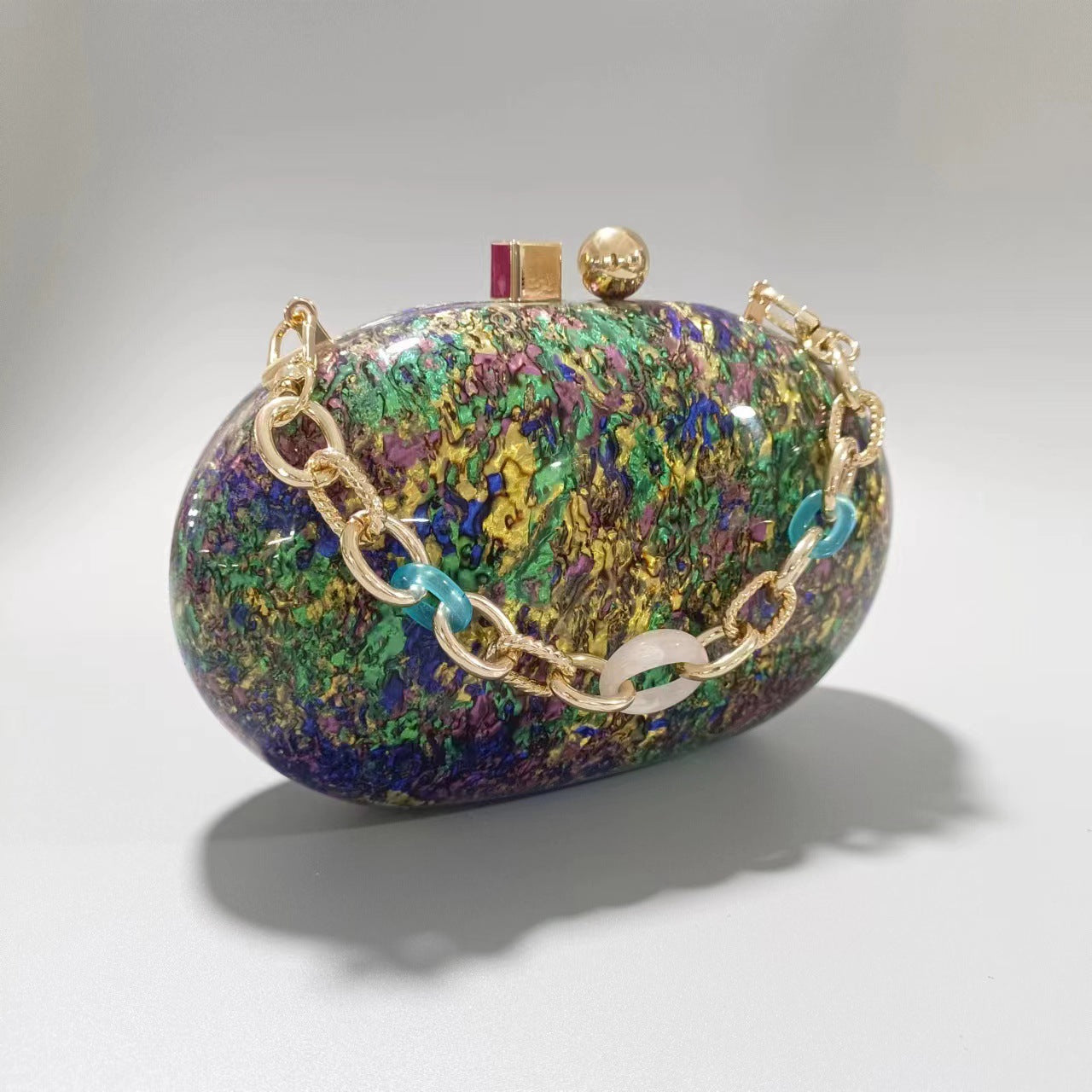 Bolso de Hombro para Mujer con Diseño Ovalado Perlado