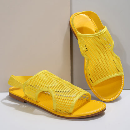 Nuevas sandalias de malla de verano, zapatos planos transpirables informales para mujer, zapatos de playa para hombre