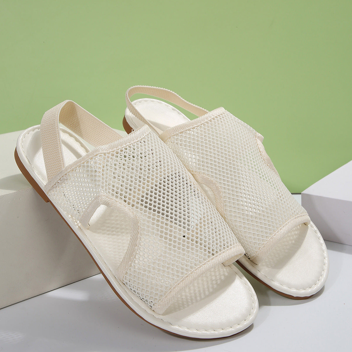Nuevas sandalias de malla de verano, zapatos planos transpirables informales para mujer, zapatos de playa para hombre