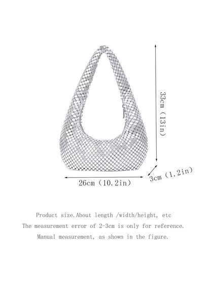 Bolso de mano dorado metálico a la moda - Elegante bolso de noche de axila para mujer para fiestas, bailes de graduación y ocasiones especiales