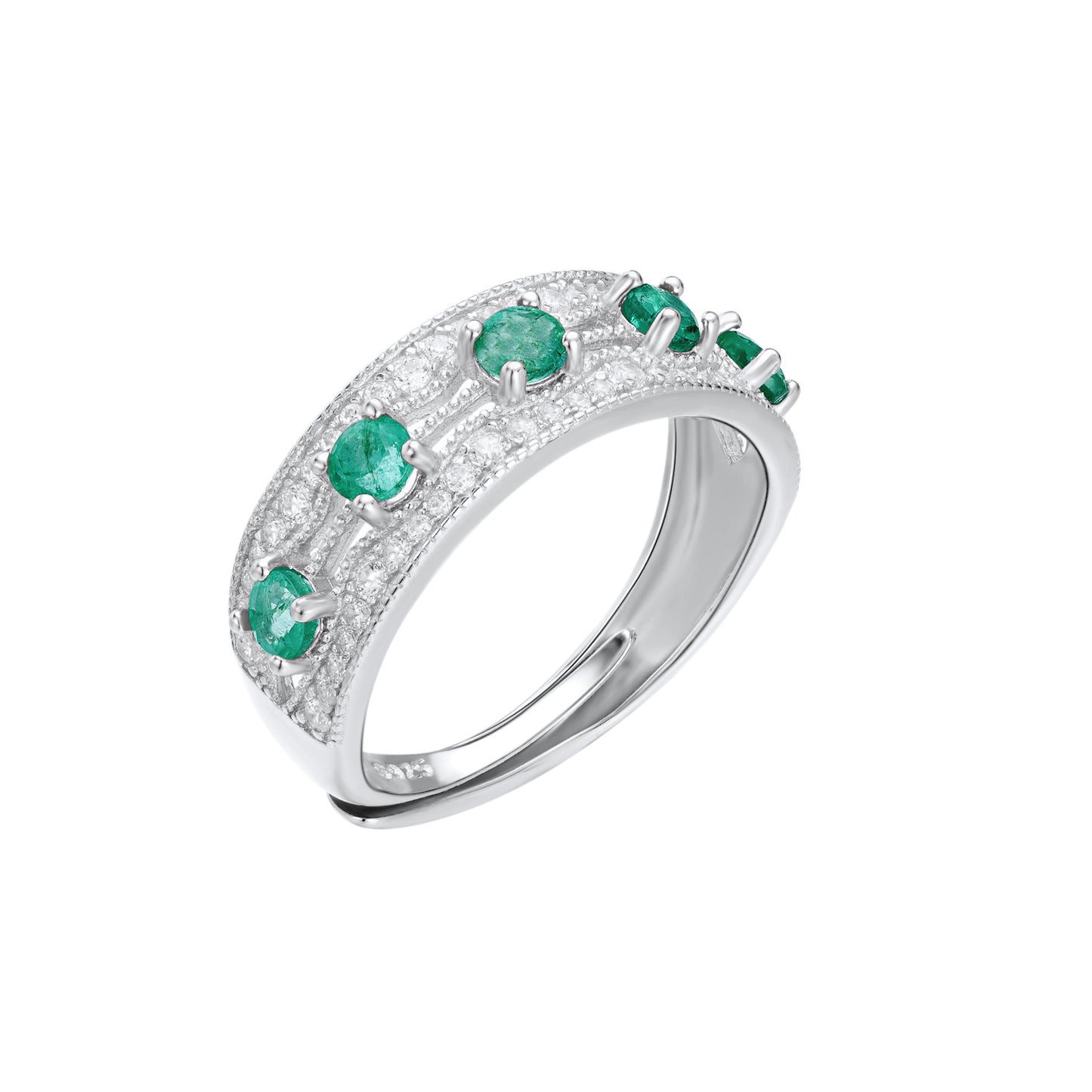 Estilo Ligero y Extravagante, Sentido de Diseño Sutil, Anillo de Fila de Esmeraldas
