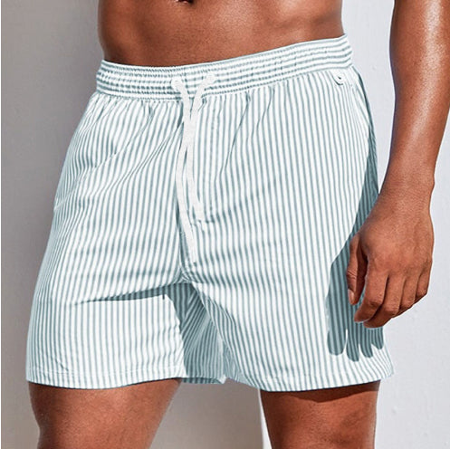Pantalones cortos de hombre con estampado de rayas 3D, informales de verano, ligeros, para playa