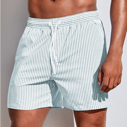 Men's 3D Striped Print Shorts Summer Casual Lightweight Beach Pants