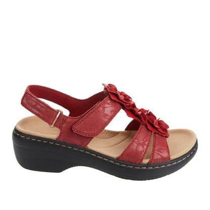 Sandalias de cuña de verano con velcro y flores para mujer