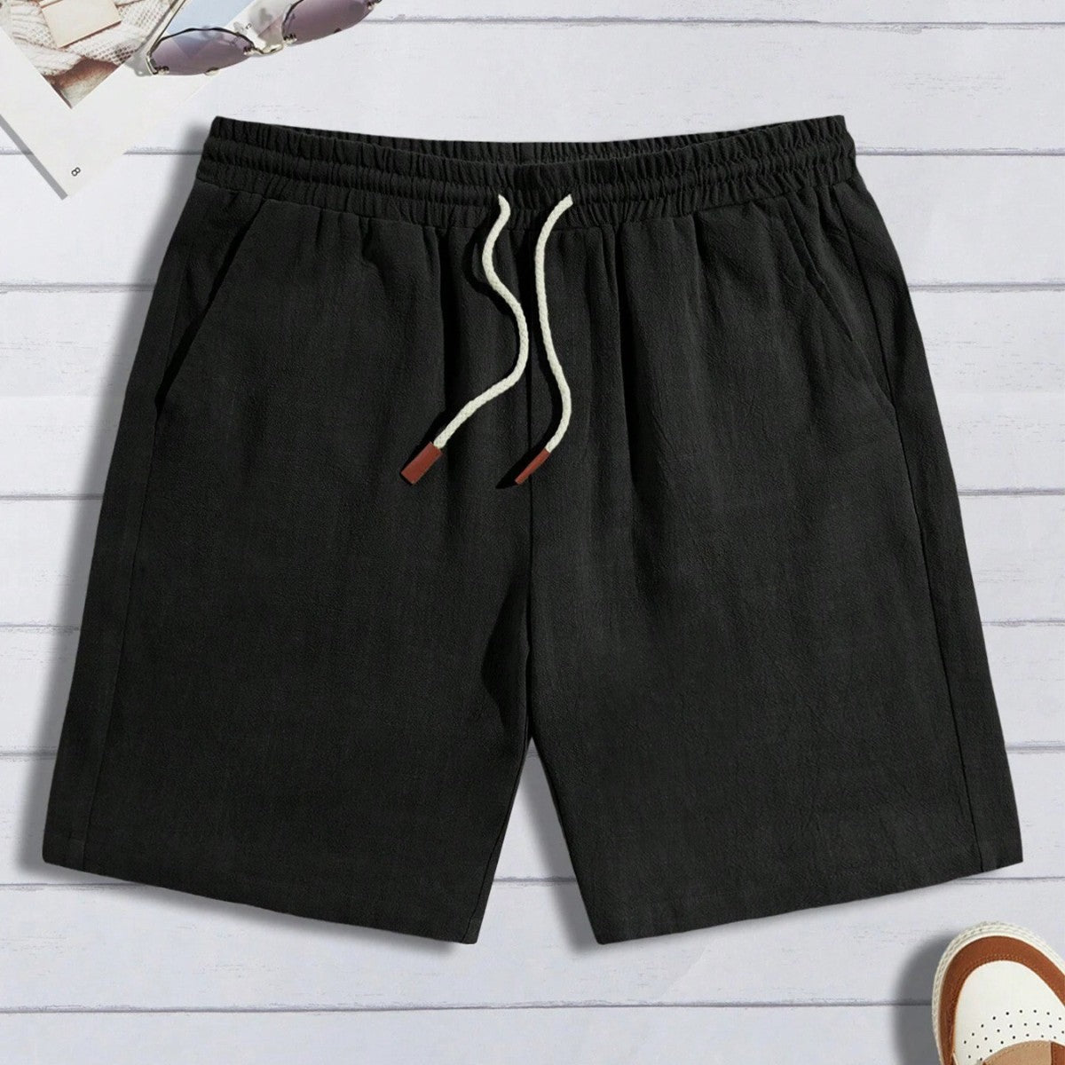 Pantalones cortos de lino finos, holgados e informales para hombre