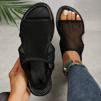 Nuevas sandalias de malla de verano, zapatos planos transpirables informales para mujer, zapatos de playa para hombre
