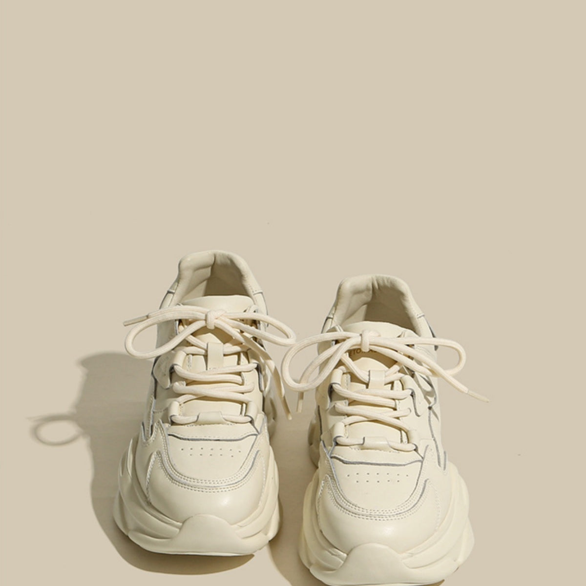 Zapatos de piel de vaca con plataforma, suela gruesa, aumento de altura, deportivos, casuales, blancos, estilo "Daddy", para mujer