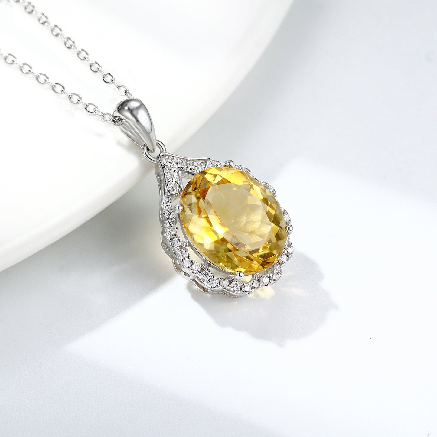 Collar de topacio con forma de Dan natural, femenino, versátil, de plata S925, conjunto completo, colgante de lujo ligero
