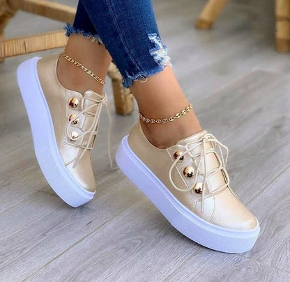 Zapatillas planas con cordones para mujer, zapatos casuales con remaches