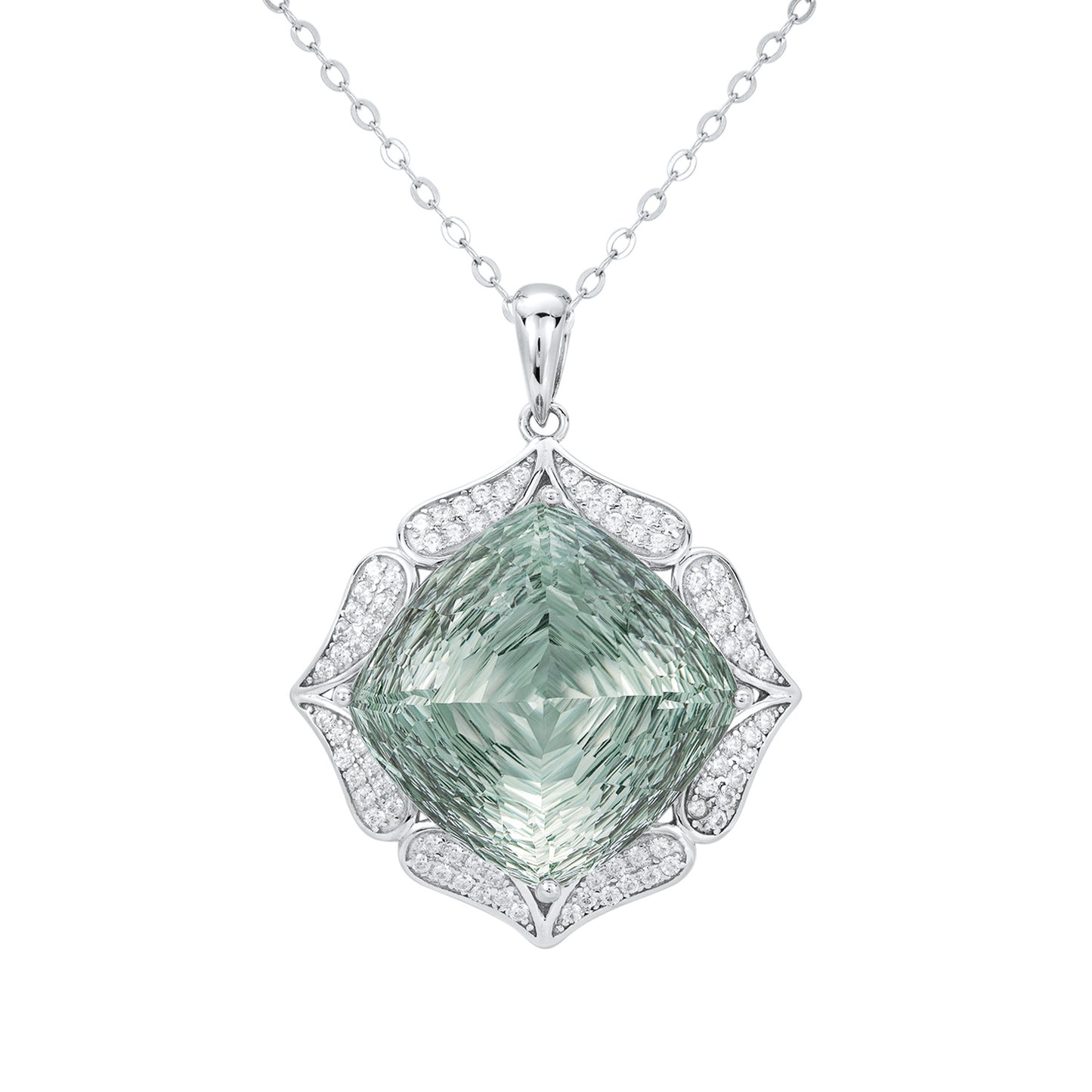 Cadena de suéter de lujo Feminidad Plata S925 Conjunto Gran Colgante de cristal verde natural Joyería de alta calidad