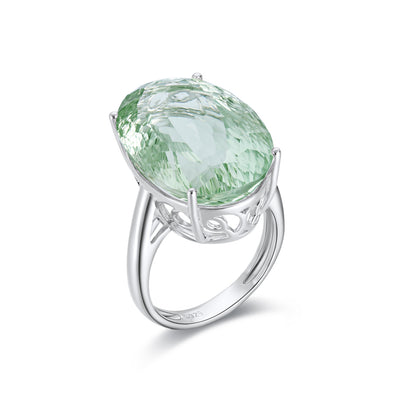 Anillo de plata de ley 925 con amatista verde para mujer, estilo retro de lujo de primera calidad