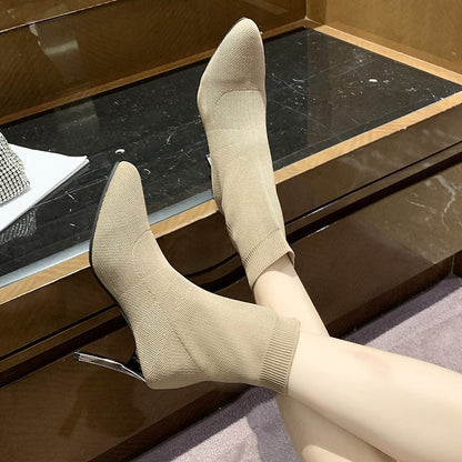 Botines con punta en pico tipo calcetín para mujer