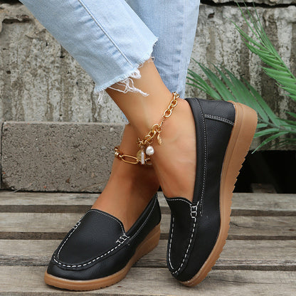 Zapatos planos de mujer de cuero sintético Loafers