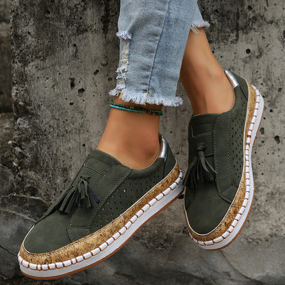 Mocasines Planos de Mujer con Borlas Zapatos Cómodos Casuales