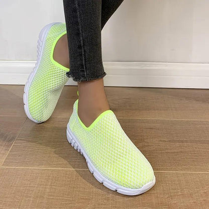 Zapatillas deportivas de color caramelo para mujer, calzado plano para caminar y correr en verano