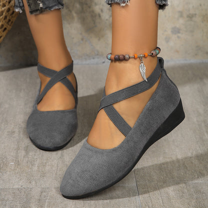 Zapatos deportivos casuales con cuña y punta para mujer