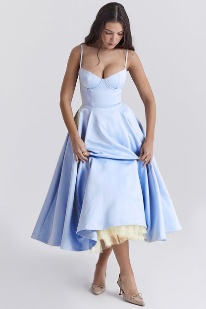 Vestido lencero doble capa de malla para mujer