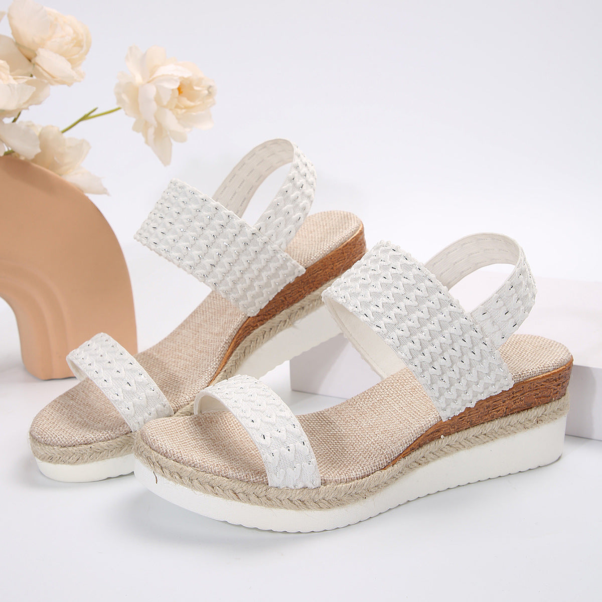 Sandalias de cuña de moda de verano para mujer Zapatos de punta abierta para mujer