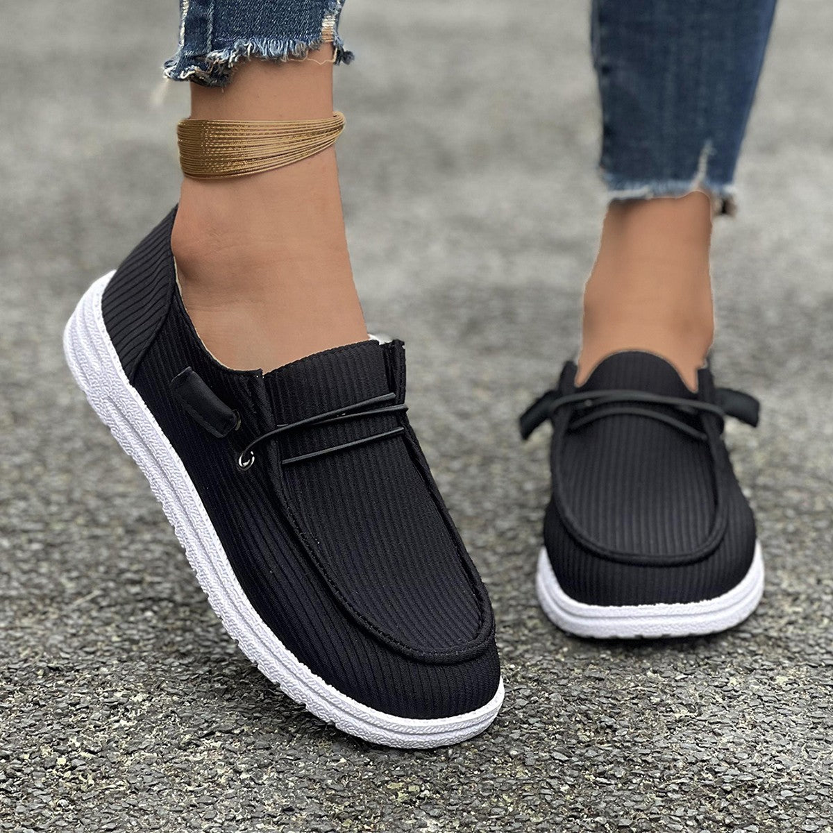 Zapatillas planas sin cordones informales para mujer, mocasines de color liso, zapatos perezosos