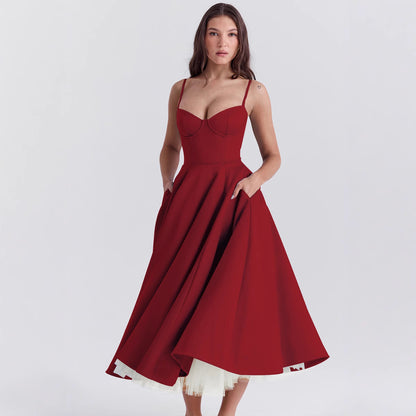 Vestido lencero doble capa de malla para mujer