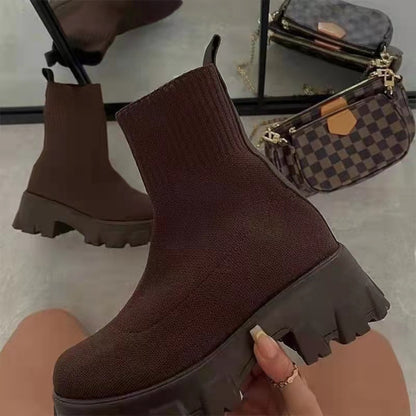 Botines de Mujer con Plataforma y Tacón Grueso