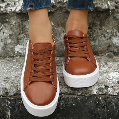 Zapatillas Planas Con Cordones De Cadena Para Mujer Zapatos Deportivos Casuales