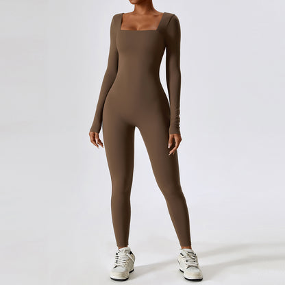 Ropa de yoga ajustada de manga larga para mujer fitness ejercicio