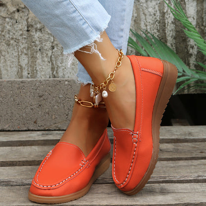 Zapatos planos de mujer de cuero sintético Loafers