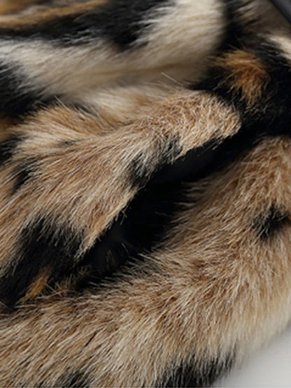 Women's Long Leopard-Print Faux-Fur Double-Breasted Coat — original product gallery image 6