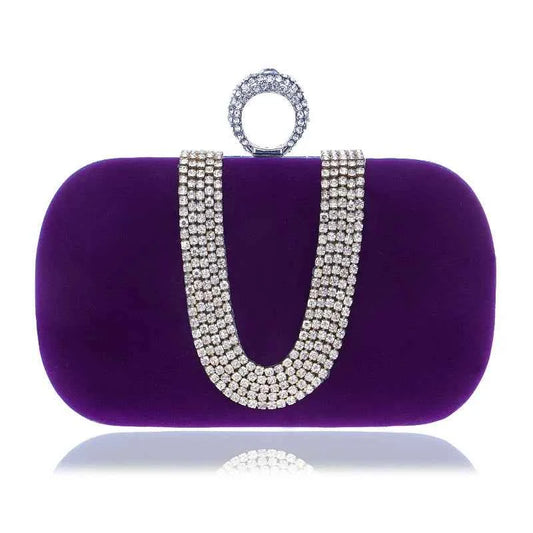 Women's Crystal-Buckle Velvet Evening Clutch