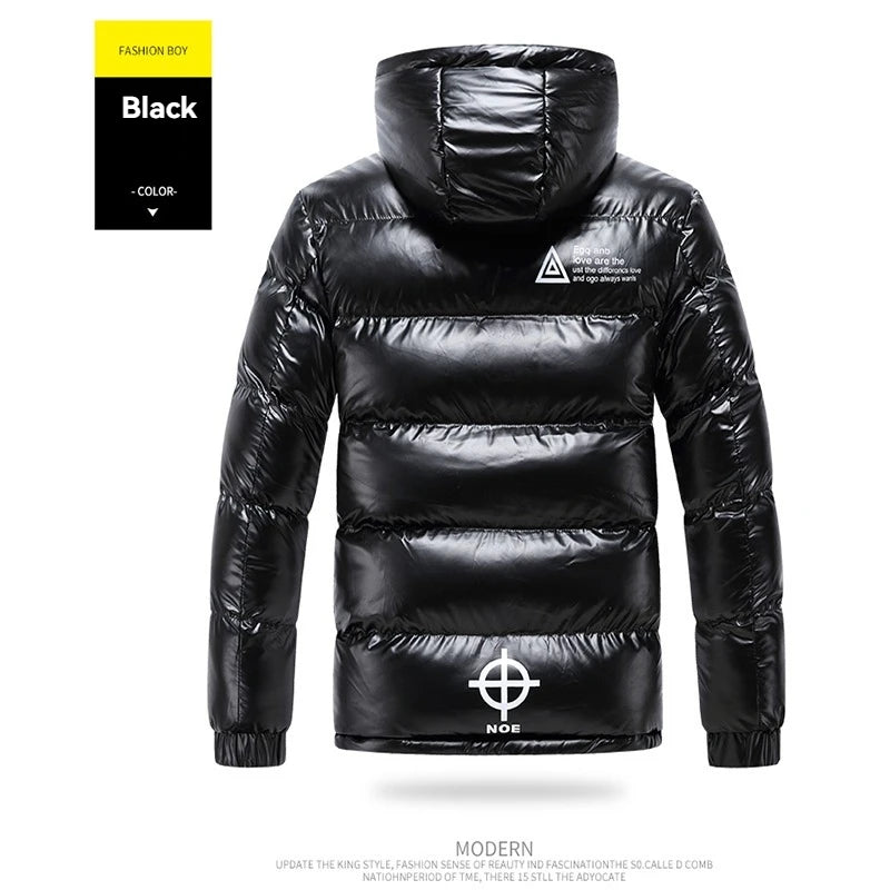 Hooded Padded Winter Jacket — Black & White — original product gallery image 3