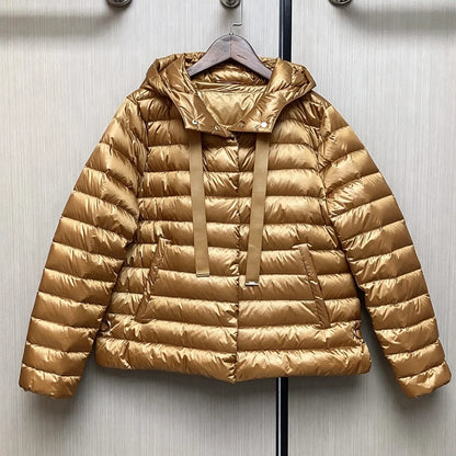 Women's Short Hooded Drawstring Puffer-Style Jacket — original product gallery image 8