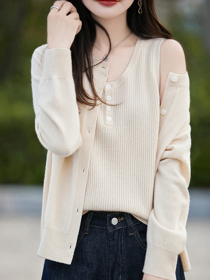 Women's Knit Cardigan & Sleeveless Top Twinset — main product view