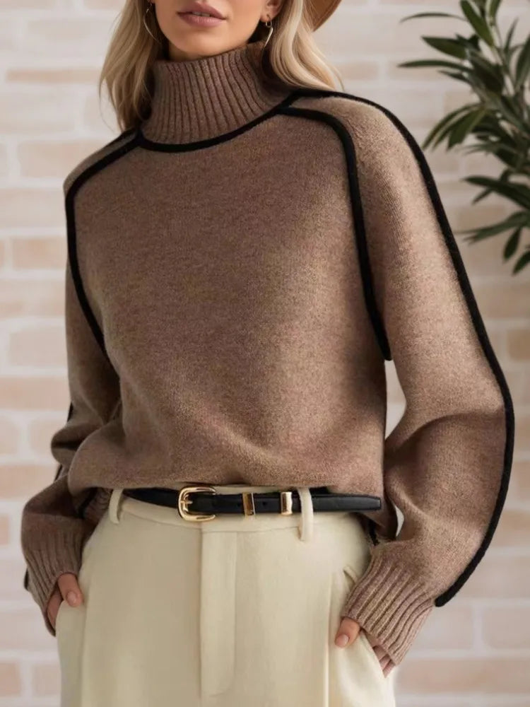 Women's Textured High-Neck Knit Sweater — original product gallery image 1