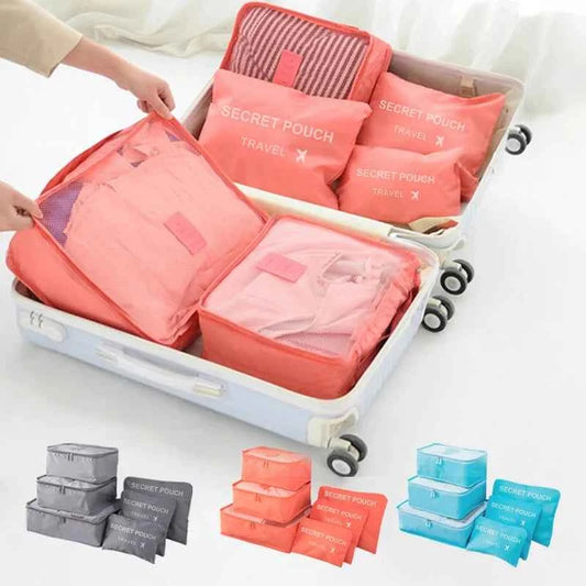 Six-Piece Zip Travel Packing Bag Set