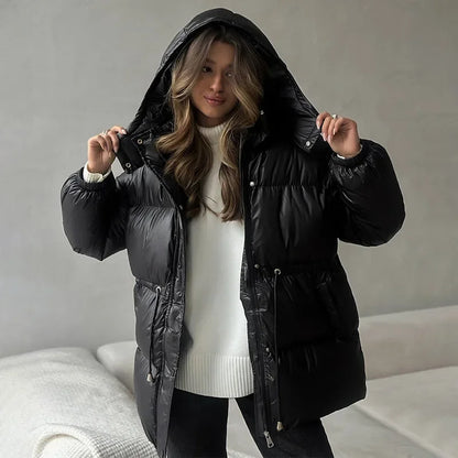 Women's Quilted Zip-Up Drawstring Winter Jacket — original product gallery image 12