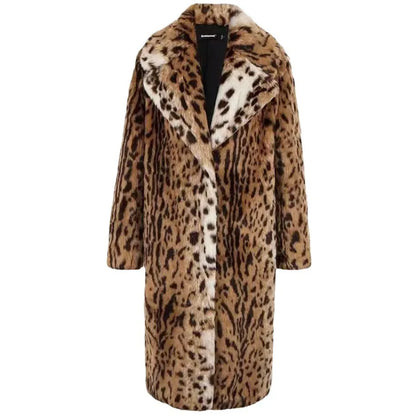 Women's Leopard-Print Long Fur-Look Coat — original product gallery image 5