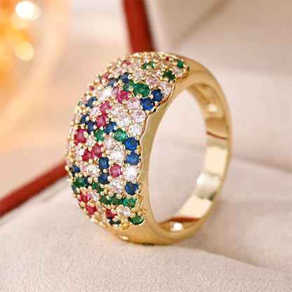 Women's Rainbow Stone Gold-Tone Ring — product view 5