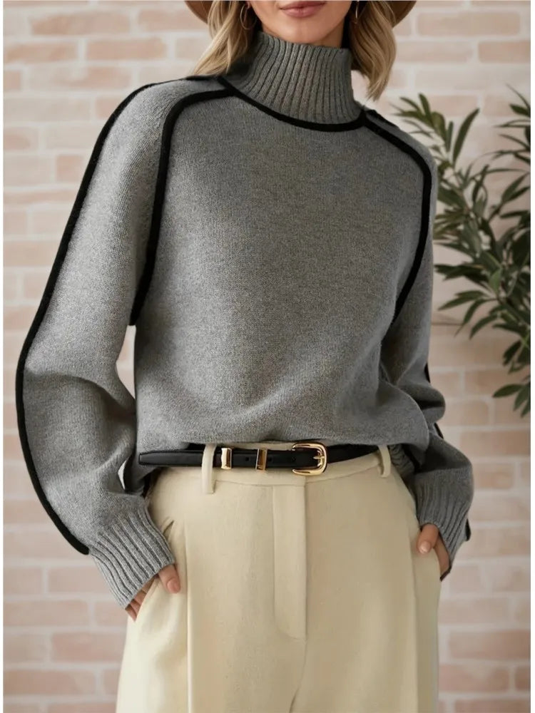 Women's Textured High-Neck Knit Sweater — original product gallery image 9