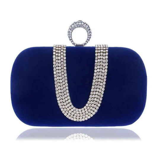 Women's Crystal-Buckle Velvet Evening Clutch