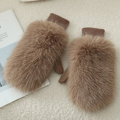 Women's Plush Fur-Look Winter Mittens — original product gallery image 1