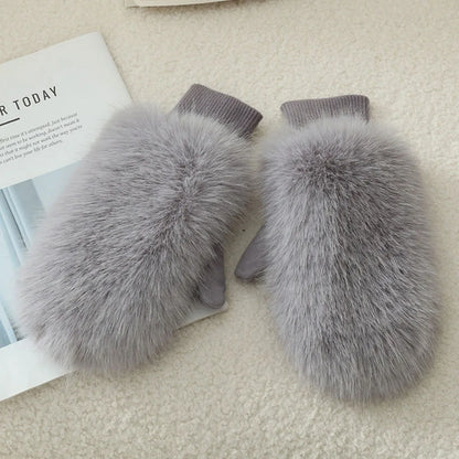 Women's Plush Fur-Look Winter Mittens — original product gallery image 9