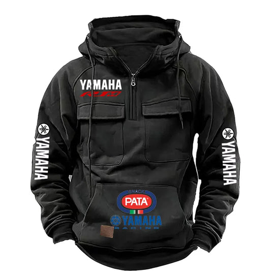 Men's Yamaha-Print Half-Zip Hooded Pullover