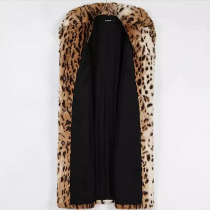 Women's Leopard-Print Long Fur-Look Coat — original product gallery image 4
