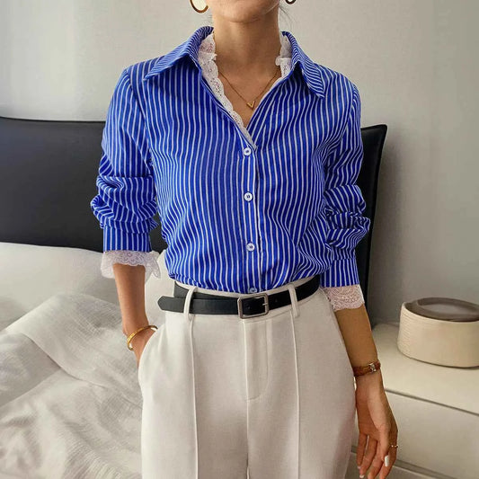 Women's Lace Patchwork Long-Sleeve Top